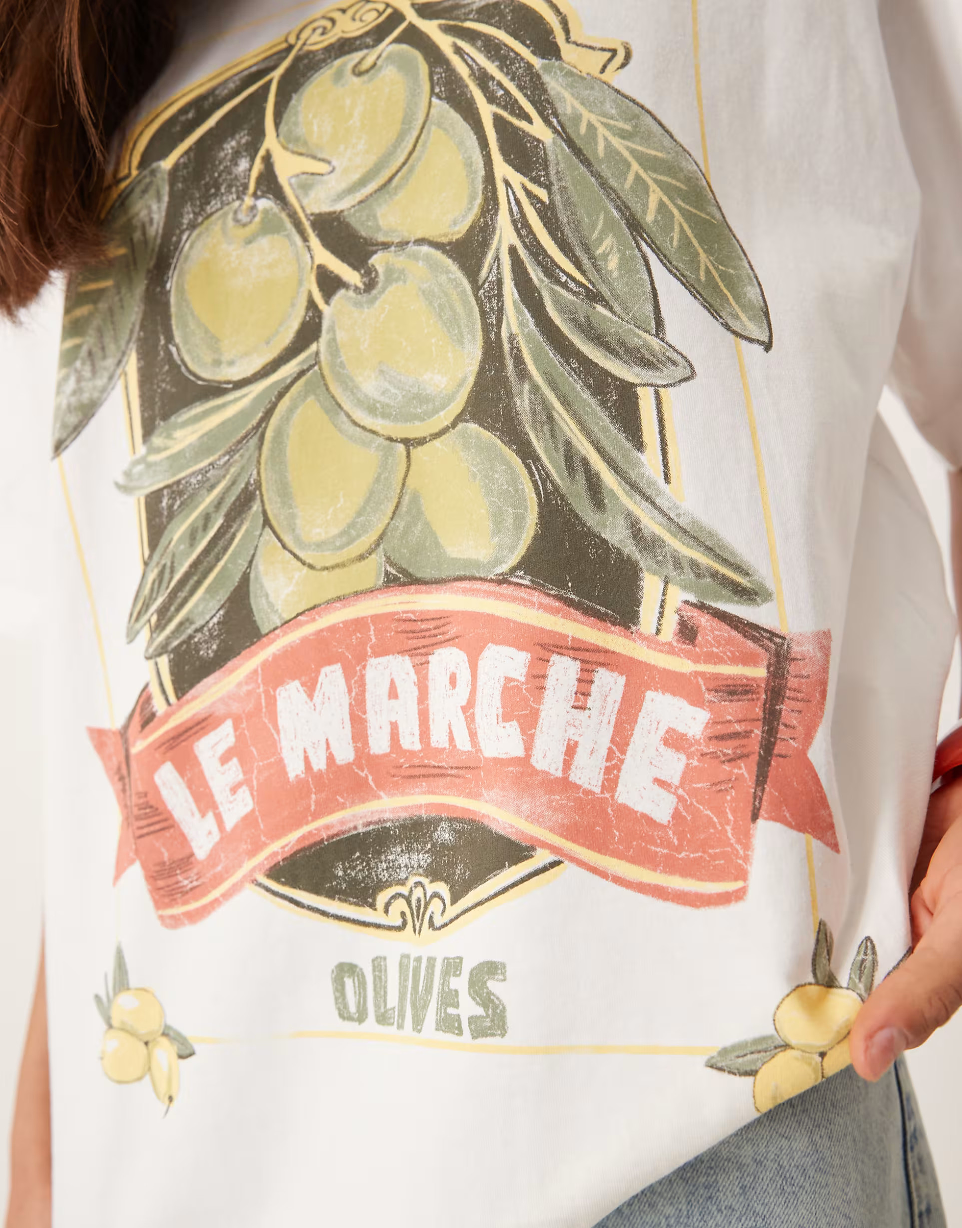 ASOS DESIGN oversized t-shirt with olive graphic in cream | ASOS | ASOS (Global)