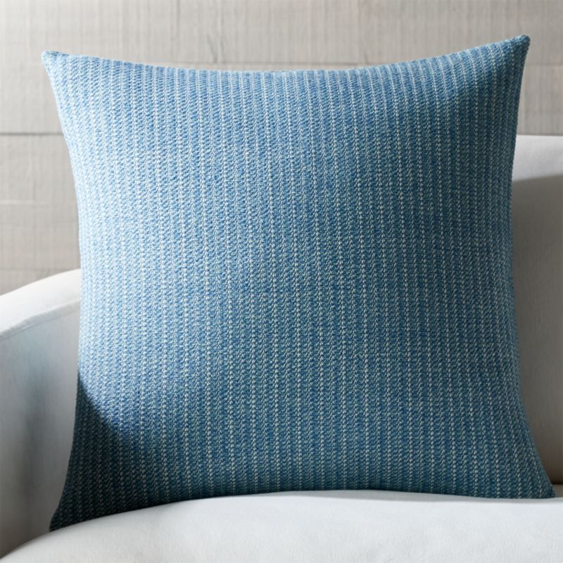 Liano Azure Monochrome Pillow with Feather-Down Insert 23". 23" sq. | Crate & Barrel