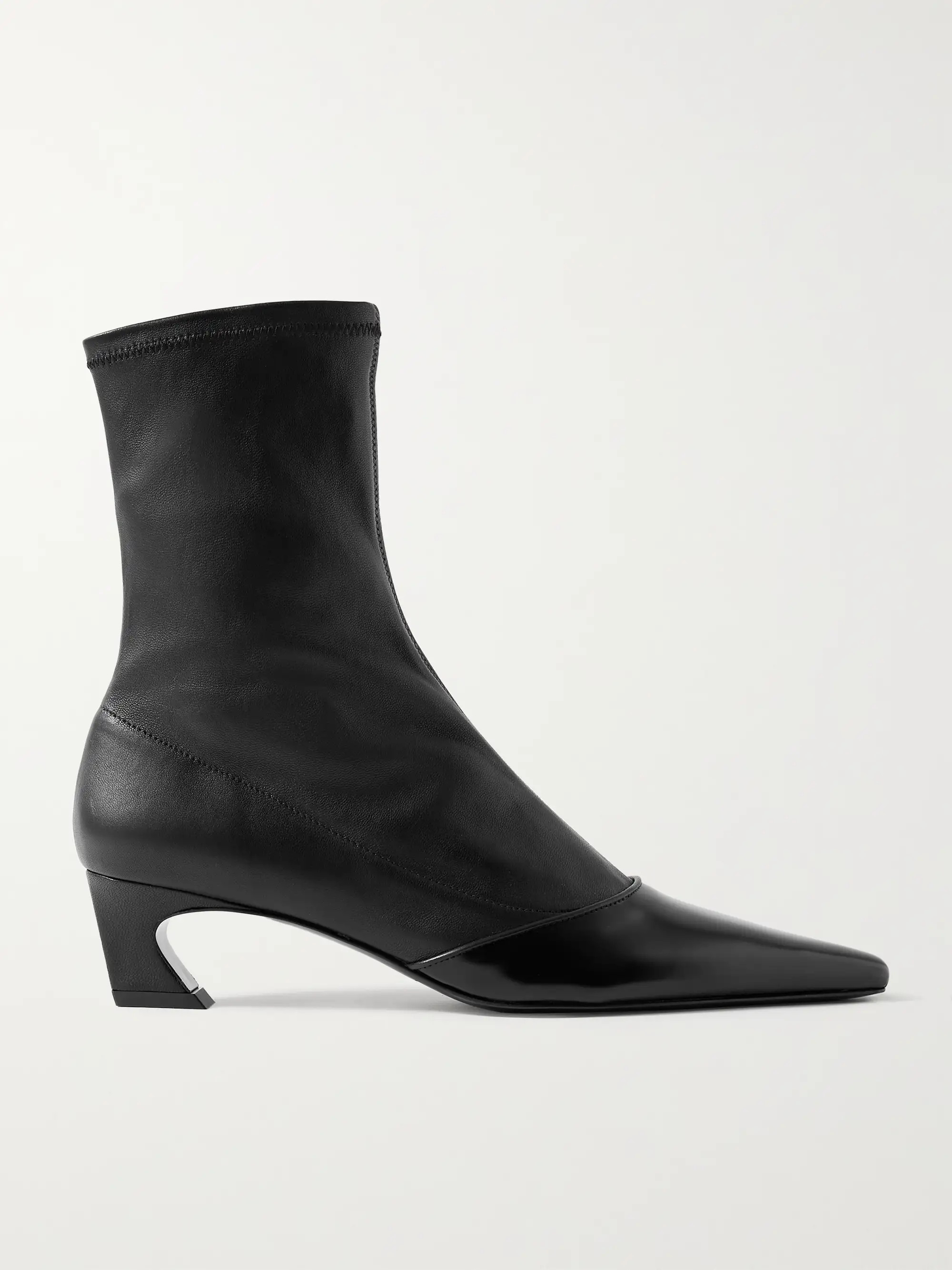 Patent-trimmed leather ankle boots | NET-A-PORTER (US)
