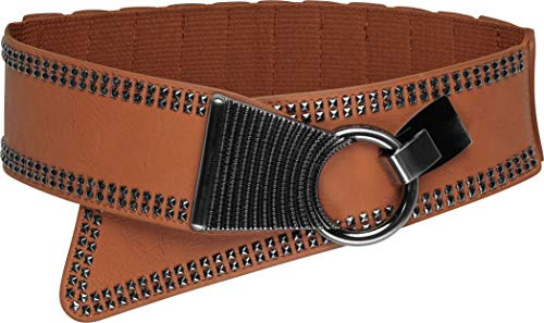 BlackButterfly Wide Elastic Stretch Retro Metal Interlock Buckle Belt (Light Brown, US 2-4) | Amazon (US)