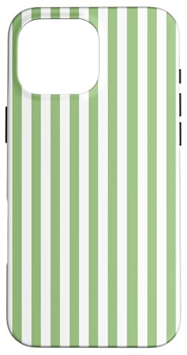 Striped Pattern Green and White Vertical Lines Case for iPhone 16 Pro Max | Amazon (US)