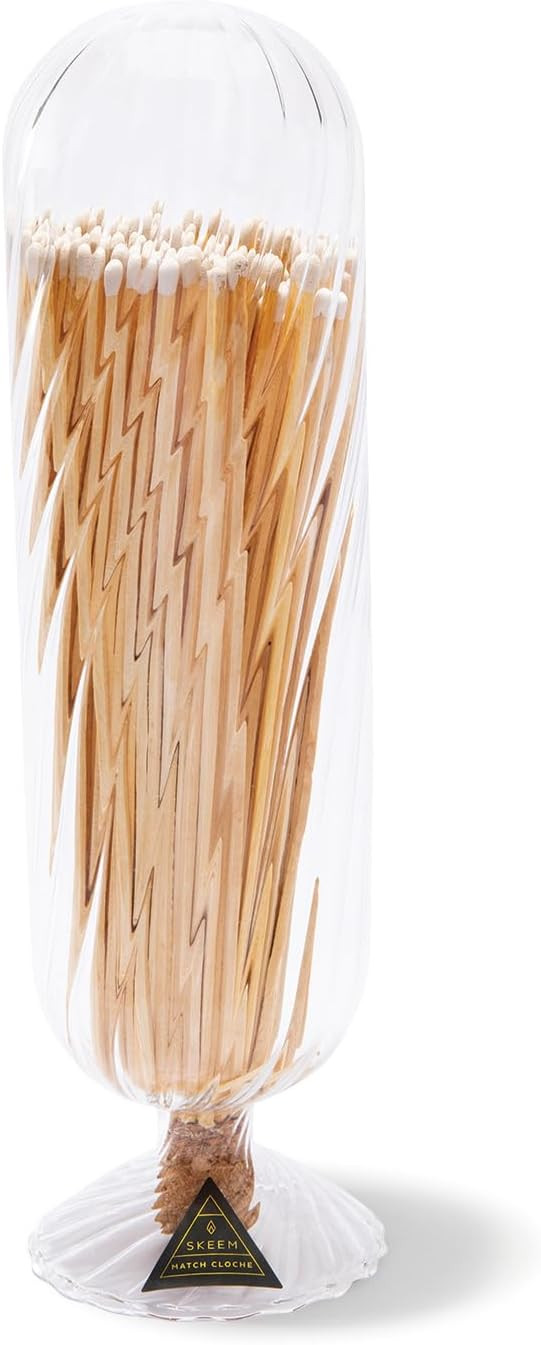 Skeem Helix Fireplace Glass Match Cloche with Striker - Includes 120 Long Matches (White-Tipped M... | Amazon (US)