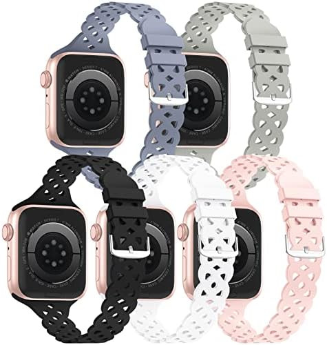 Slim Silicone Band for Apple Watch Band 40mm 38mm 41mm 44mm 45mm 42mm Women Breathable Braided La... | Amazon (US)