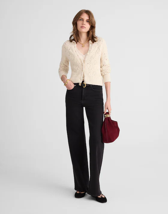 Pointelle-Stitch Cardigan in Cotton Blend | Madewell