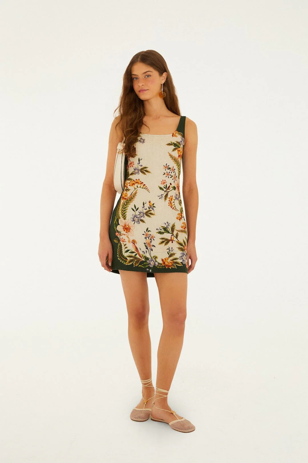 Sand Nature Square Neck Mini Dress, NATURE SAND / L | FarmRio (US)