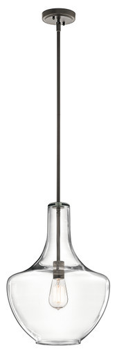 Everly Pendant, 1-Light, Olde Bronze, Clear Seeded, 13.75"W (42046OZCS 3405XJ17) | Lighting Reimagined