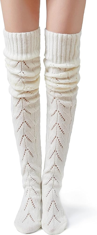 Pcavin Thigh High Socks for Women Cable Knit Over the Knee Boot Socks, Long Warm Leg Warmers Wint... | Amazon (US)
