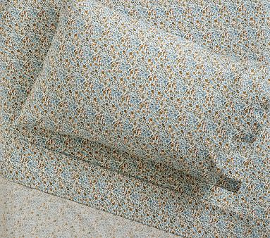 Emily & Meritt Blue Floral Organic Sheet Set & Pillowcases | Pottery Barn Kids