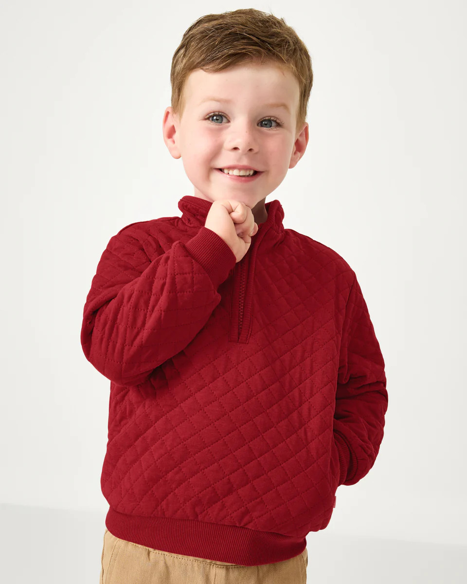 Holiday Red Quilted Zip Pullover | Little Sleepies