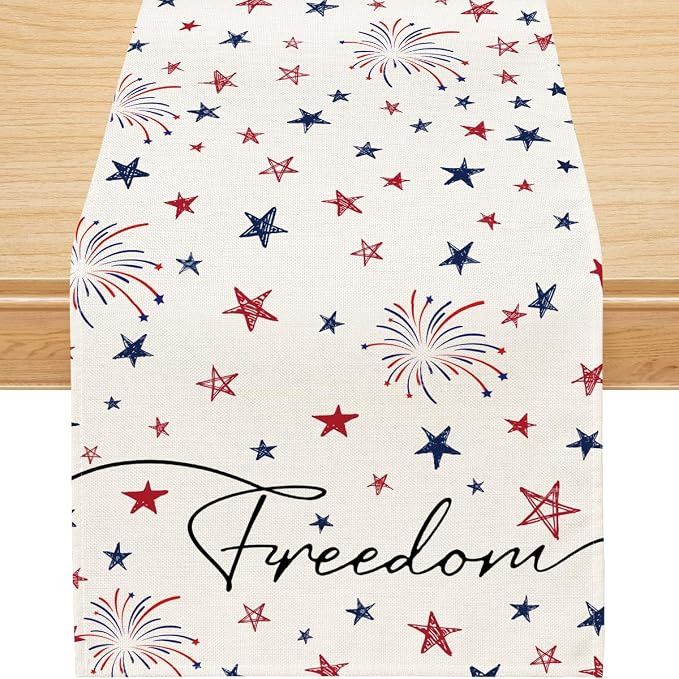 Siilues 4th of July Table Runner, 4th of July Decorations fo Home Freedom Memorial Day Decor Star... | Amazon (US)