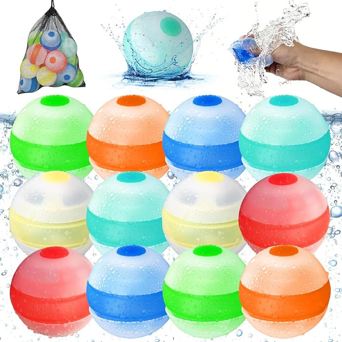 Reusable Water Balloons,Refillable Water Balloons Quick Fill,Soft Silicone Water Splash Balls for... | Amazon (US)