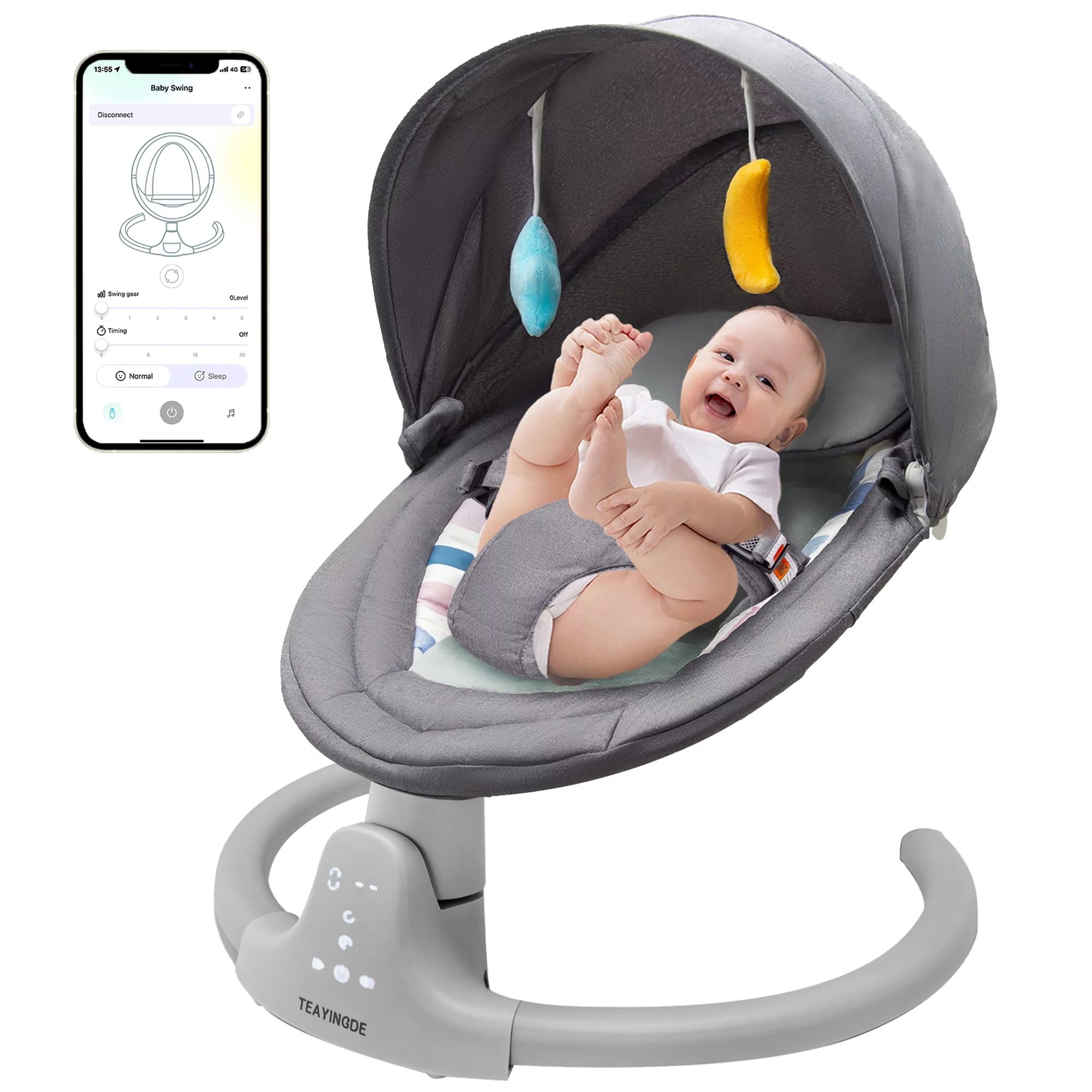 TEAYINGDE Baby Swing for Infants - APP Remote Bluetooth Control, 5 Speed Settings, 10 Lullabies, ... | Walmart (US)