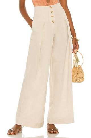 Suboo Cecile Linen High Waist Pant in Natural from Revolve.com | Revolve Clothing (Global)