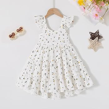 Kids Toddler Baby Girls Rainbow Dress Princess Sleeveless Beach Butterfly Sundress | Amazon (US)