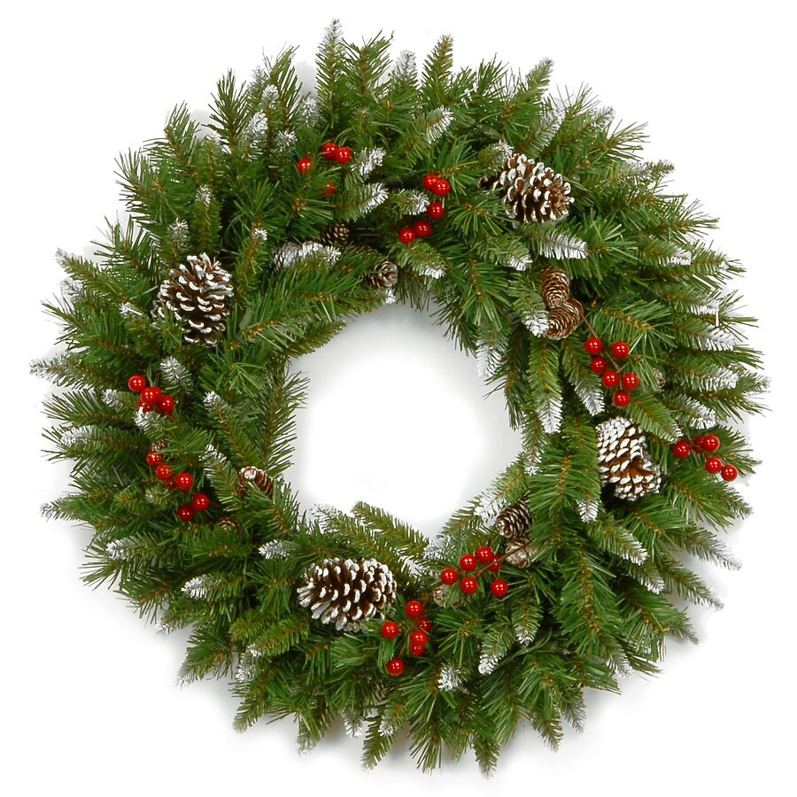 National Tree Company 24-in Indoor/Outdoor (non powered) Green Pinecones Artificial Christmas Wre... | Lowe's