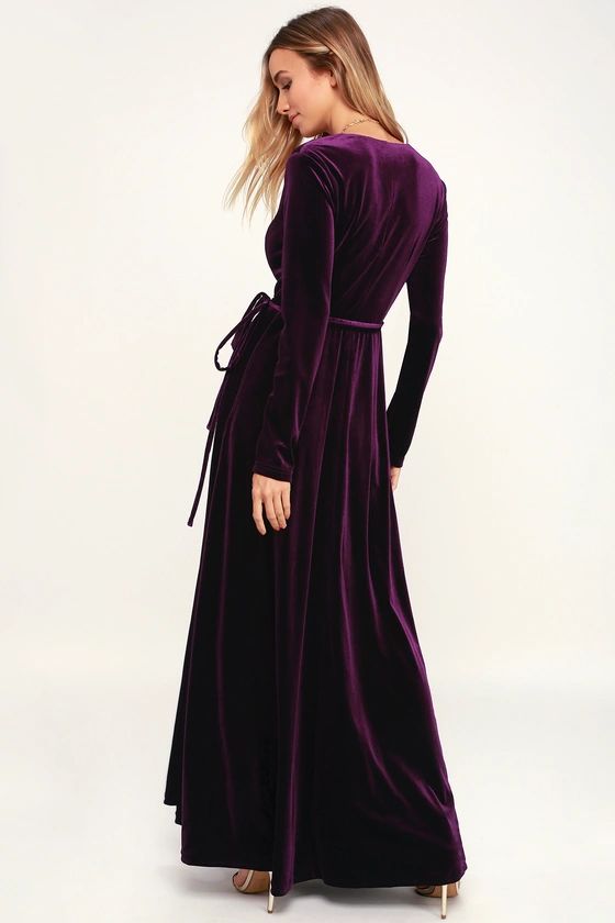 Jacinda Plum Purple Velvet Wrap Maxi Dress | Lulus (US)