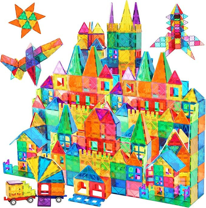 Magnetic Tiles,102PCS Magnetic Building Blocks 3D Clear Construction Playboards, Inspiration, Cre... | Amazon (US)
