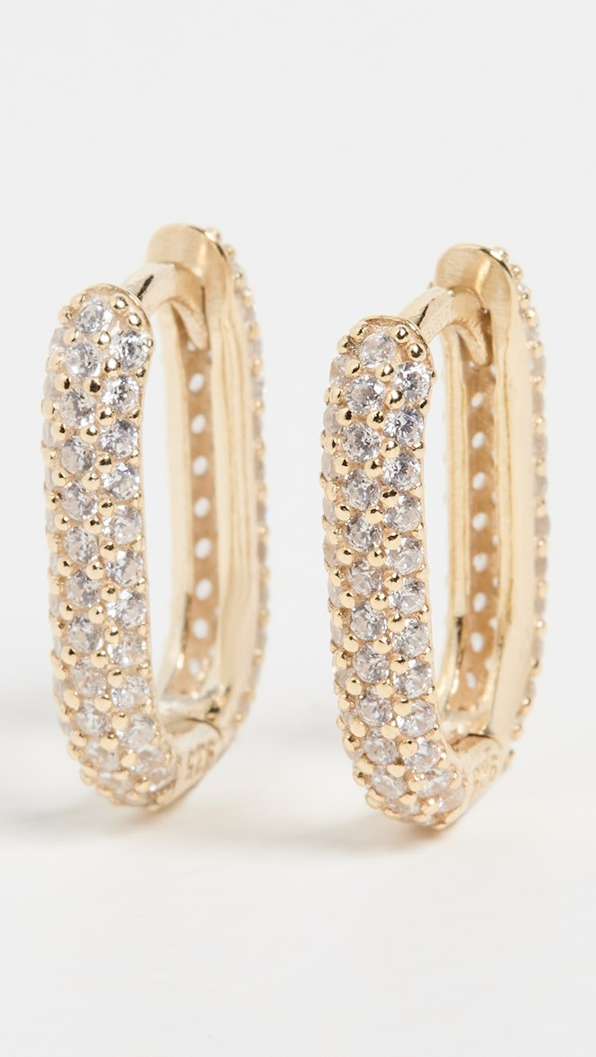 Mini Pav Oval Huggie Earrings | Shopbop