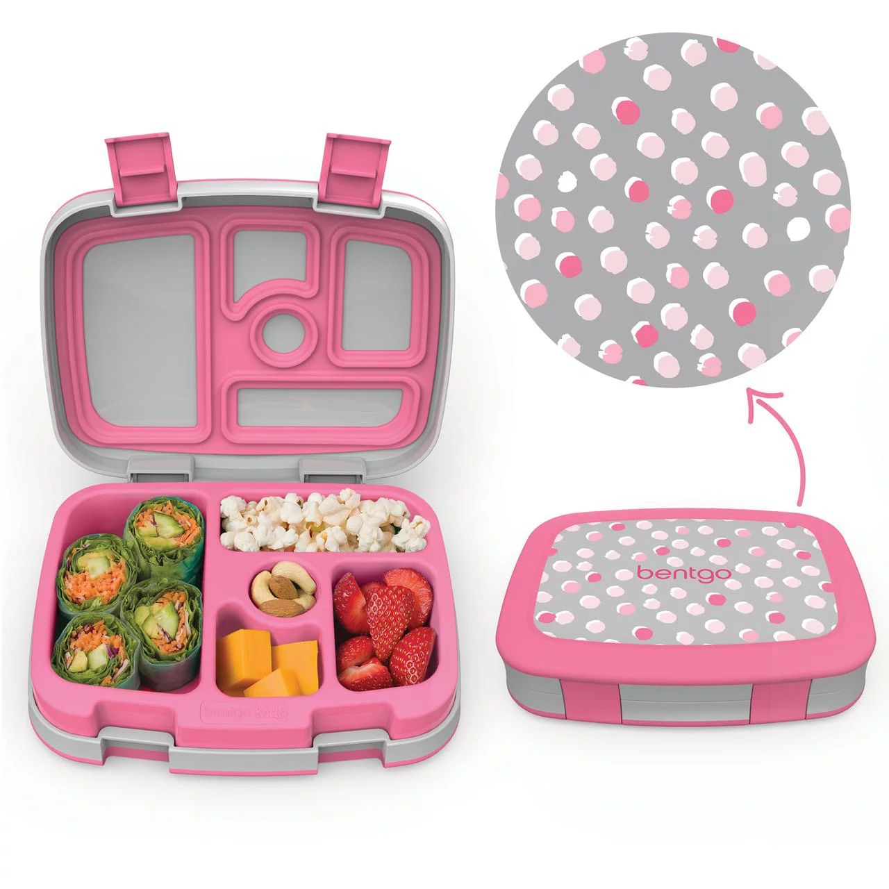 Bentgo Kids Prints (Pink Dots) - Leak-Proof, 5-Compartment Bento-Style Kids Lunch Box – Ideal P... | Walmart (US)