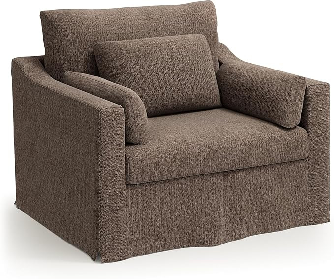 ONBRILL Oversized Accent Chair, 42 Inch Wide Slipcovered Sofa Chair with 3 Throw Pillows, Comfy R... | Amazon (US)