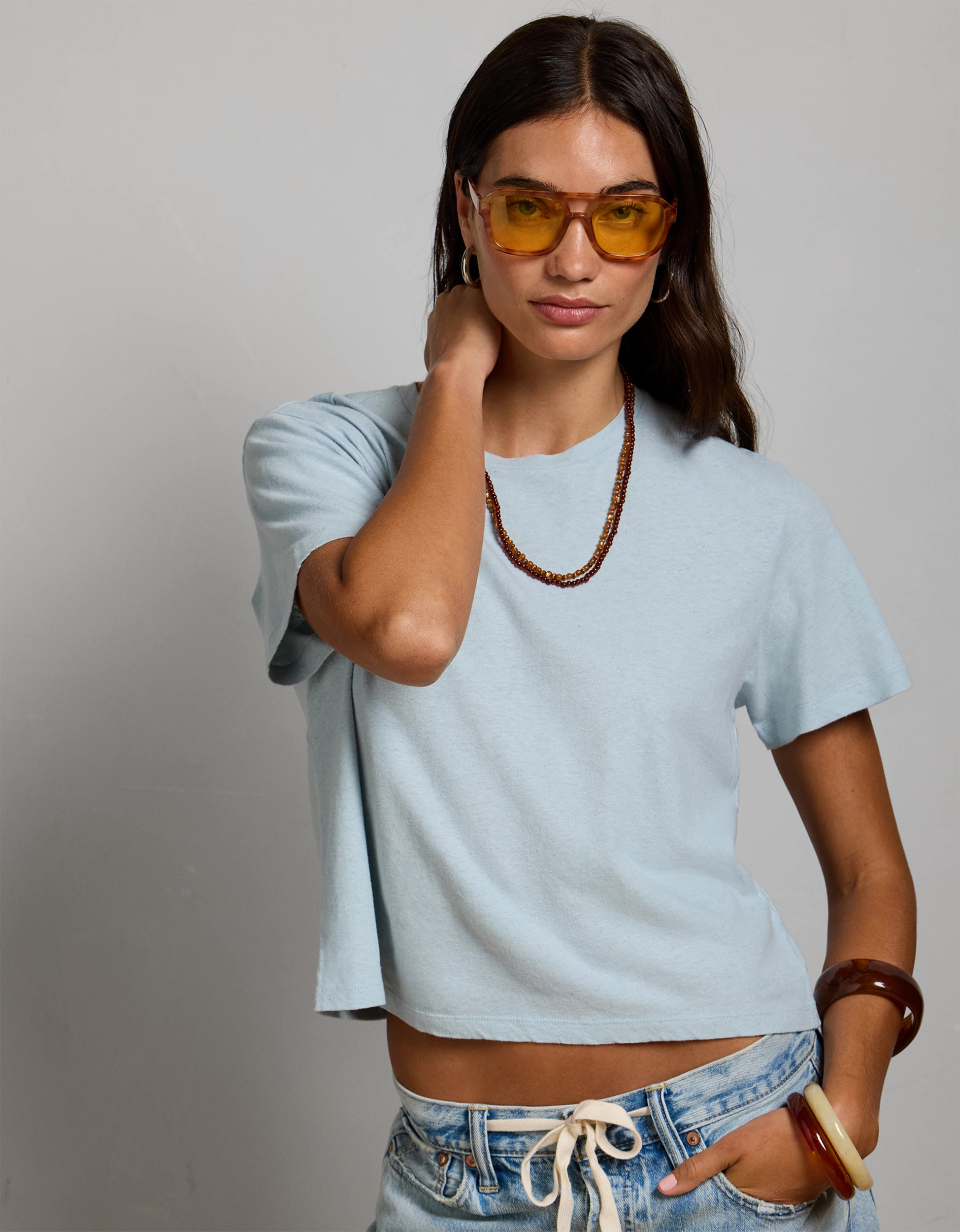 AE77 Premium Linen-Blend T-Shirt | American Eagle Outfitters (US & CA)
