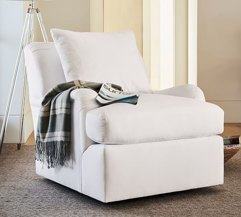 Tyler Upholstered Square Arm Swivel Armchair | Pottery Barn (US)