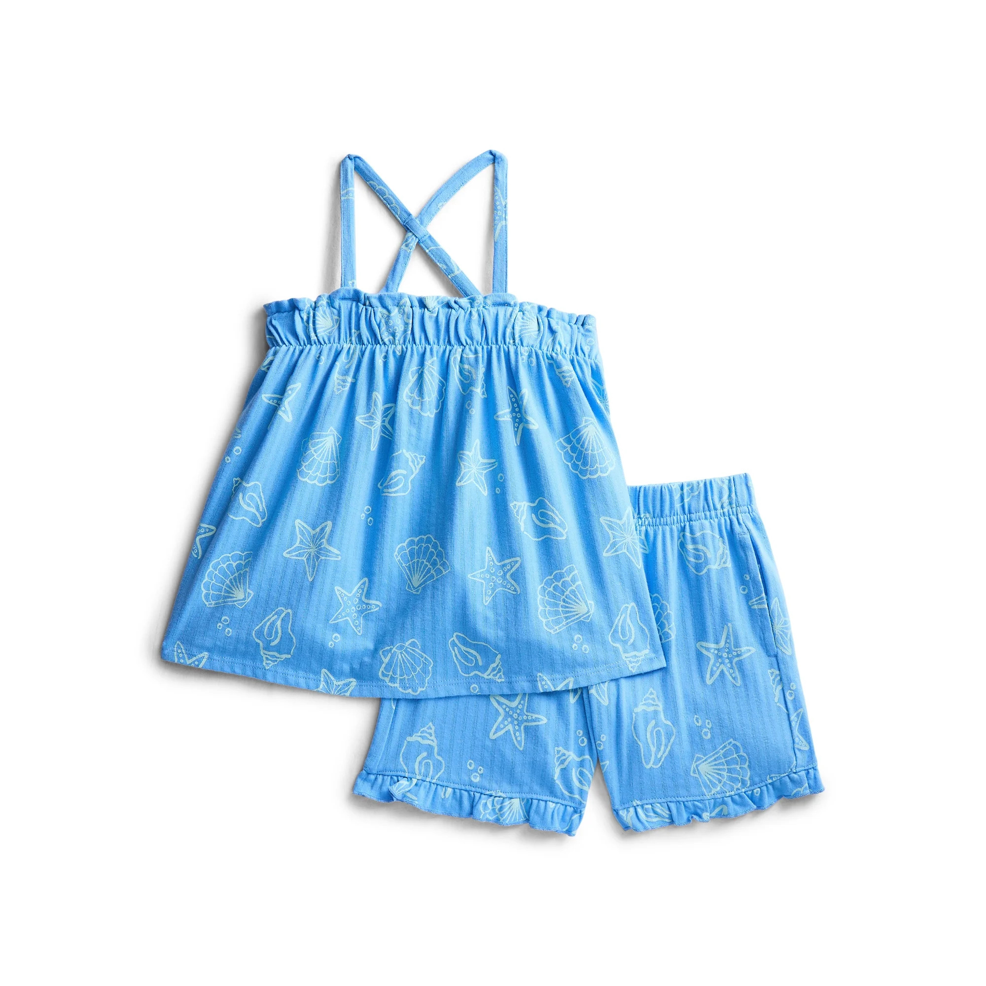 Wonder Nation Girls Trapeze Top and Shorts Outfit Set, 2-Piece, Sizes 4-10 | Walmart (US)