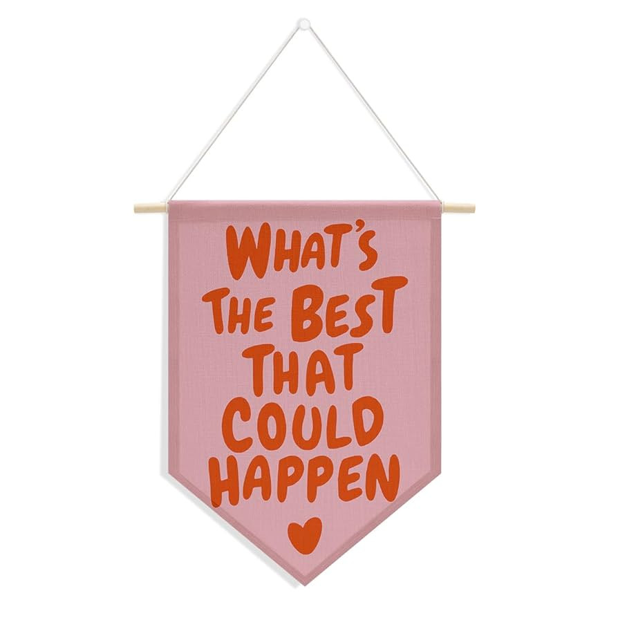 Pink and Orange Preppy Wall Decor Inspirational Positive Affirmations Aesthetic Wall Hanging Penn... | Amazon (US)