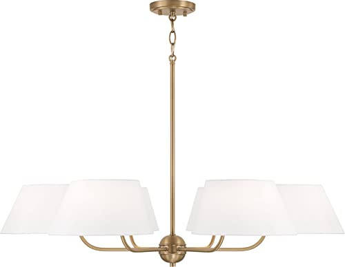 Capital Lighting 450461AD Welsley Mid-Century Art Deco White Linen Chandelier, 6-Light 360 Total ... | Amazon (US)