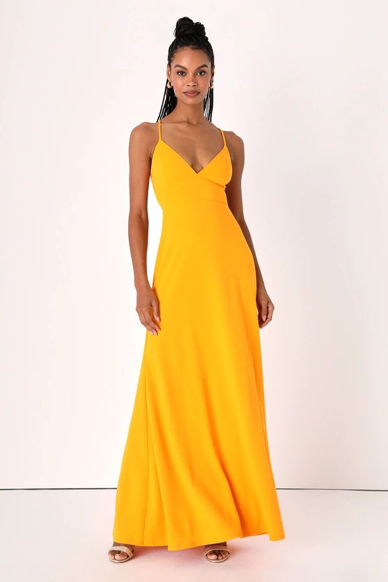 Be My Date Marigold Lace-Up Maxi Dress | Lulus (US)