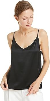 Silk Camisole for Women Cami Tank Tops Soft 100 Pure Mulberry Silk V-Neck | Amazon (US)