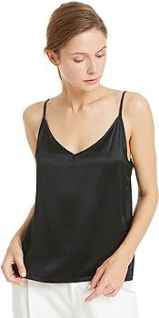 Silk Camisole for Women Cami Tank Tops Soft 100 Pure Mulberry Silk V-Neck | Amazon (US)