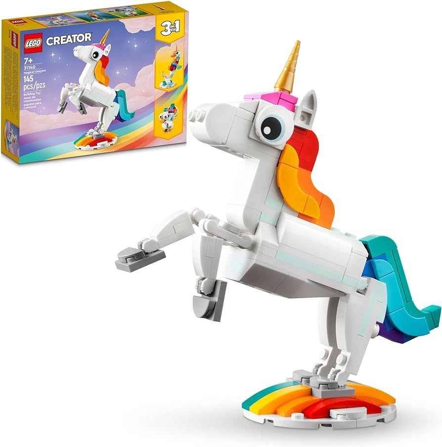 LEGO Creator 3 in 1 Magical Unicorn Toy, Transforms from Unicorn to Seahorse to Peacock, Rainbow ... | Amazon (CA)