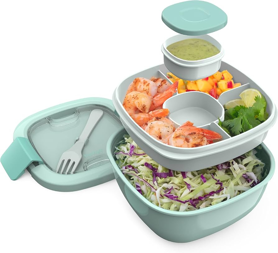 Bentgo All-in-One Salad Container - Large Salad Bowl, Bento Box Tray, Leak-Proof Sauce Container,... | Amazon (US)