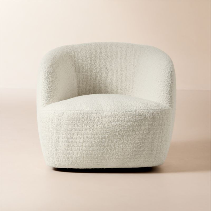 Gwyneth Ivory Boucle Swivel Chair by goop | CB2 | CB2