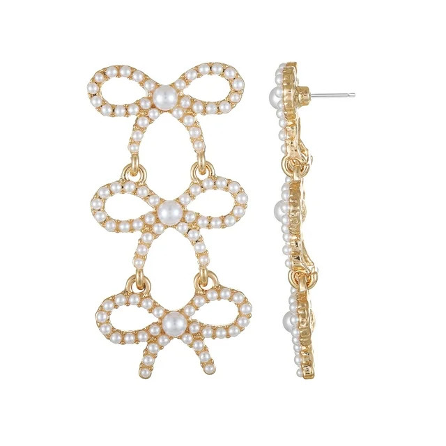 Packed Party Cascading Pearl Bow Earrings | Walmart (US)