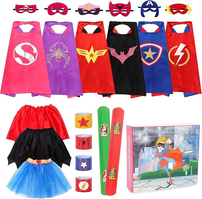 kuaima Superhero Capes and Masks for Girls - Kids Halloween Cosplay Dress Up Costumes with Skirt ... | Amazon (US)