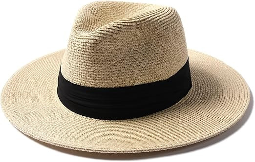 FURTALK Panama Hat Sun Hats for Women Men Wide Brim Fedora Straw Beach Hat UV UPF 80+ | Amazon (US)