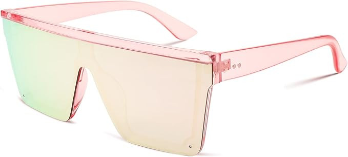 FEISEDY Oversized Sunglasses Mens Womens Flat Top Square Trendy Visor Shades UV400 B2470 | Amazon (US)
