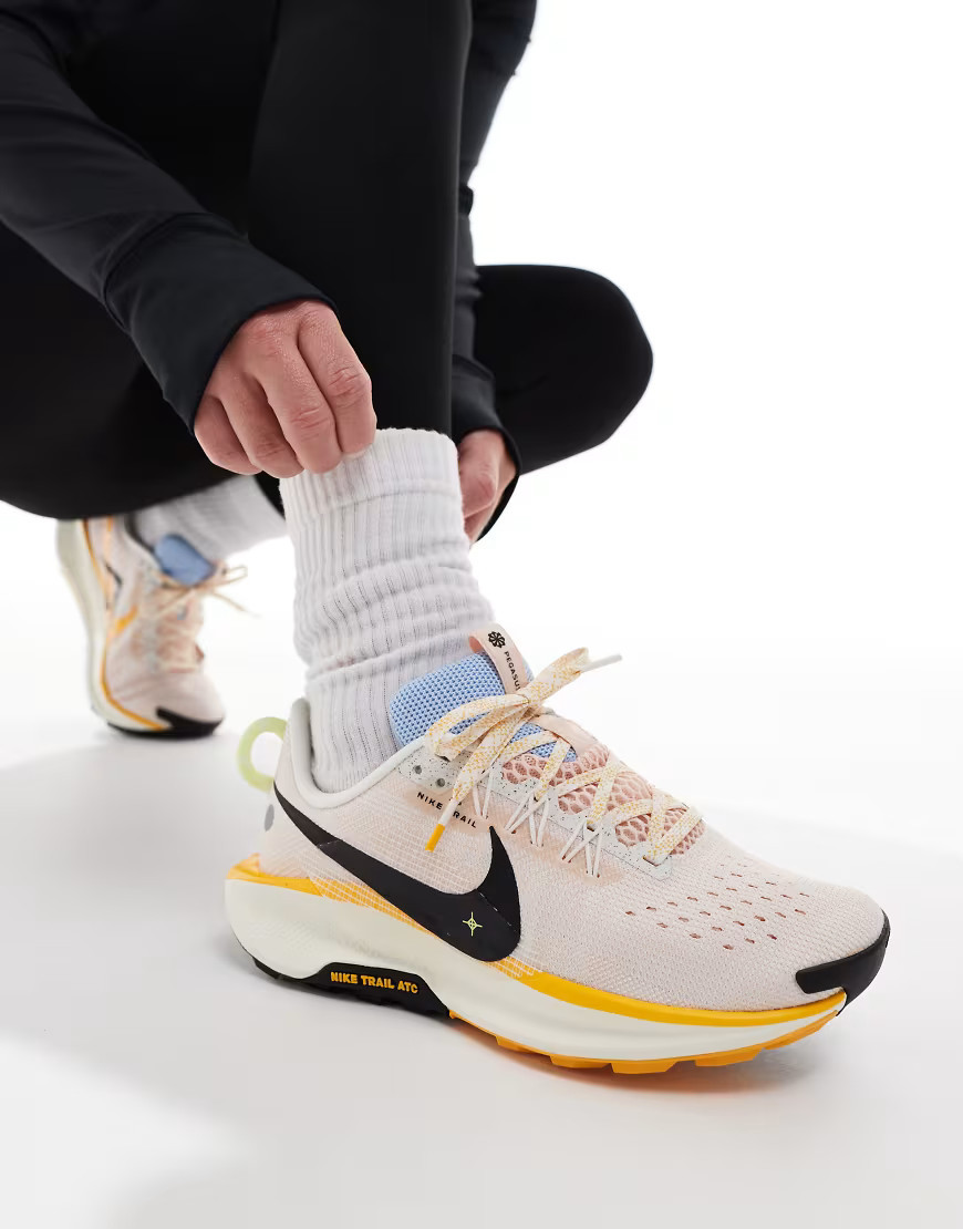 Nike Running ReactX Pegasus Trail 5 trainers in white and yellow | ASOS (Global)