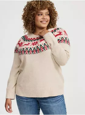 Fair Isle Crew Pullover Sweater | Torrid (US & Canada)