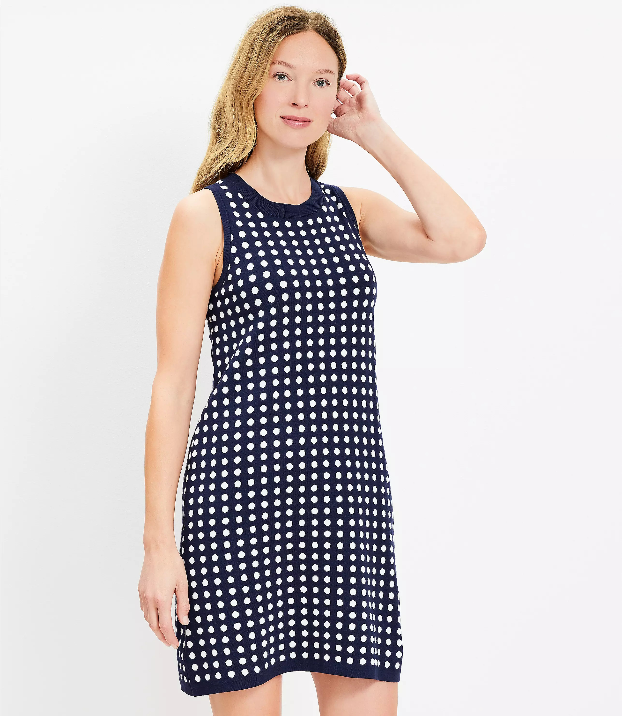 Petite Dotted Mini Shift Dress | LOFT