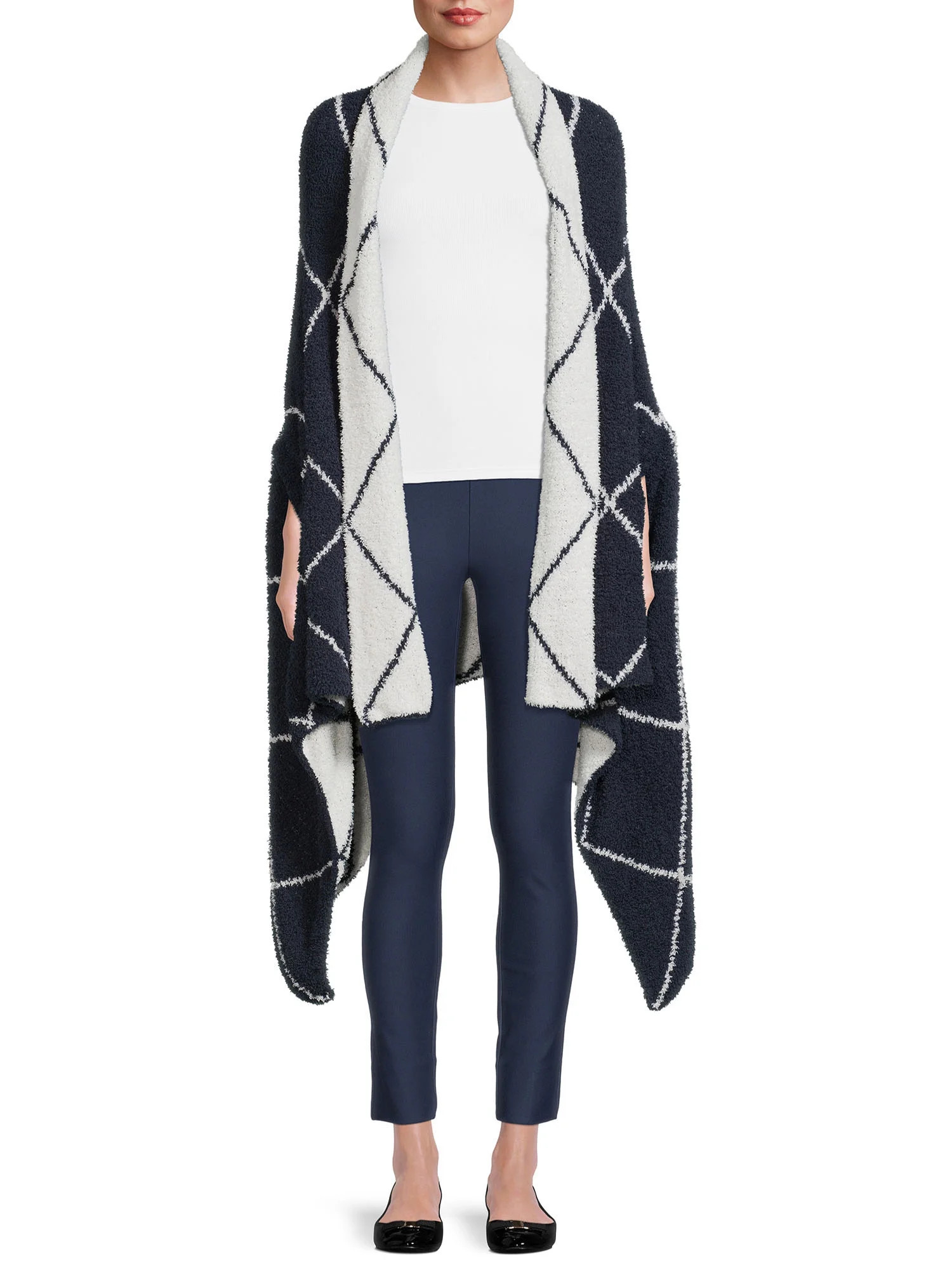 Time and Tru Women's Lattice Print Cozy Wrap - Walmart.com | Walmart (US)