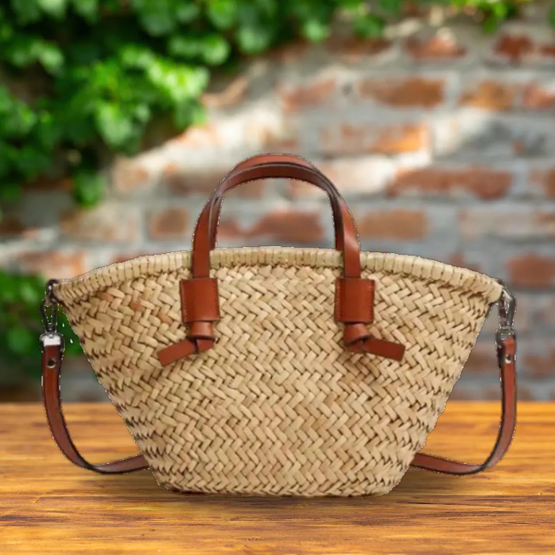 Compact Raffia Tote Bag - Eco-friendly Handbag With Leather Accents - Etsy | Etsy (US)