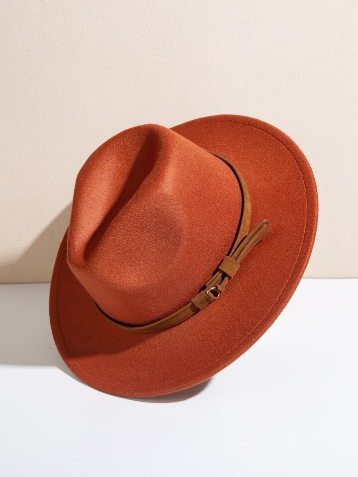 1pc Trendy Belt Buckle Decorated Fedora Hat Elegant | SHEIN