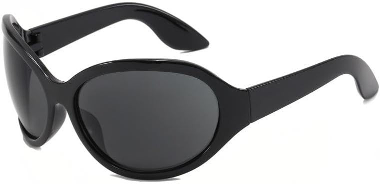 Oversized Wrap Sunglasses, Unisex, Black Frame with Dark Lens | Futuristic Style | Amazon (US)