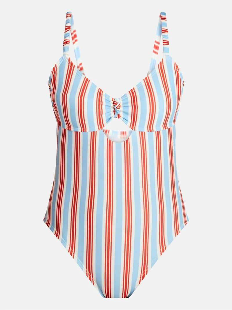 Time and Tru Women's and Women's Plus Knot Front and Keyhole One Piece Swimsuit, Sizes XS-3X - Wa... | Walmart (US)