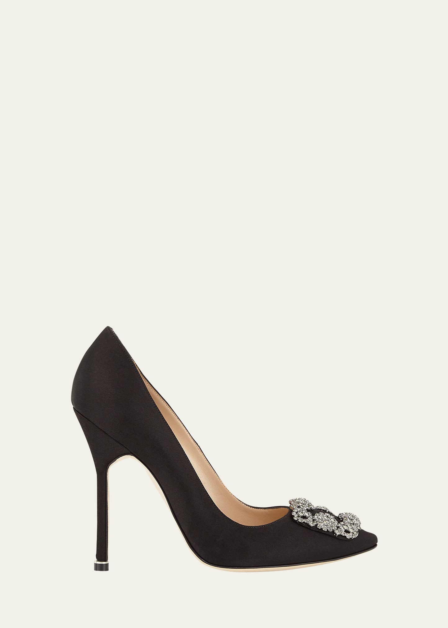 Manolo Blahnik Hangisi 115mm Satin Crystal-Toe Pump | Bergdorf Goodman