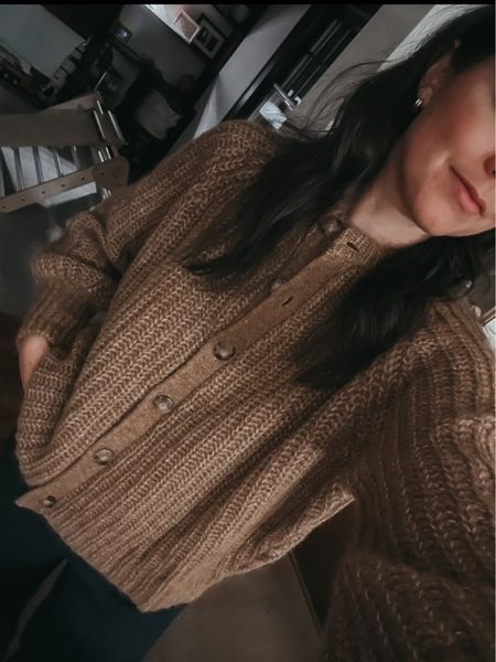 cozy winter sweater, brown button up cardigan 
//
#sezane 
#cardigan
#sweater 

#LTKworkwear LTKFestiveSaleUK #LTKSeasonal