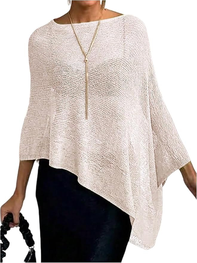 GORGLITTER Women's Sheer Poncho Shawl Bat Wing Cape Tops Crochet Cover Up Lightweight Sweater Spr... | Amazon (US)